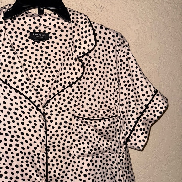 Kate Spade ♠️ Polka Dot Front Button Women's Pajama Shirt- Size XL - Picture 4 of 7